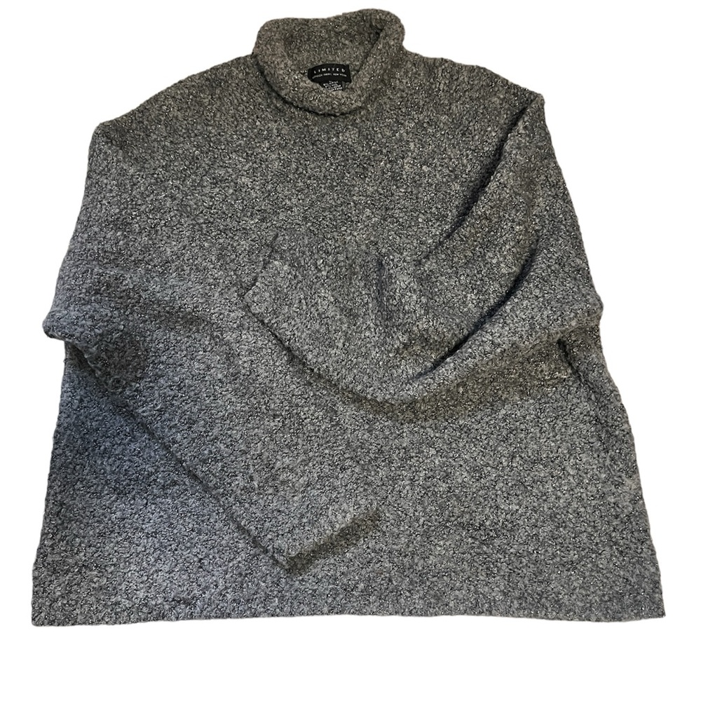 Y2K The limited London Paris New York grey shimmer thread wool blend sweater L - Picture 3 of 6